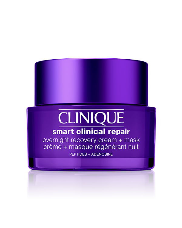 Clinique Smart Clinical Repair™ Overnight Recovery Cream + Mask, Η αντιγηραντική μας κρέμα για τη νύχτα και μάσκα για πρόσωπο και λαιμό, επανορθώνει ορατά γραμμές και ρυτίδες, βοηθά στην επαναφορά φραγμού και κατευνάζει ορατά την ευαισθησία. Προσφέρει βαθιά ενυδάτωση ενώ κοιμάστε.